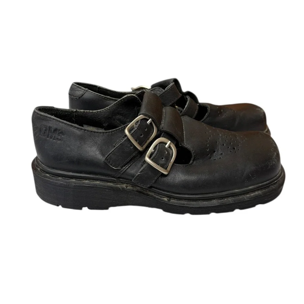 Vintage Dr. Martens Women's Mary Janes Double Buckle Leather Shoes Rare Style 5